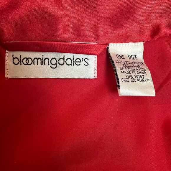 Blloomingdale's Red Floral Embroidered on Back Satin Kimono Robe One Size - Picture 8 of 10